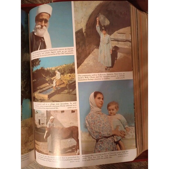 The Holy Bible Illustrated 1955 Catholic Red Christmas Gift w/Bookmark READ PLZ - Picture 7 of 16